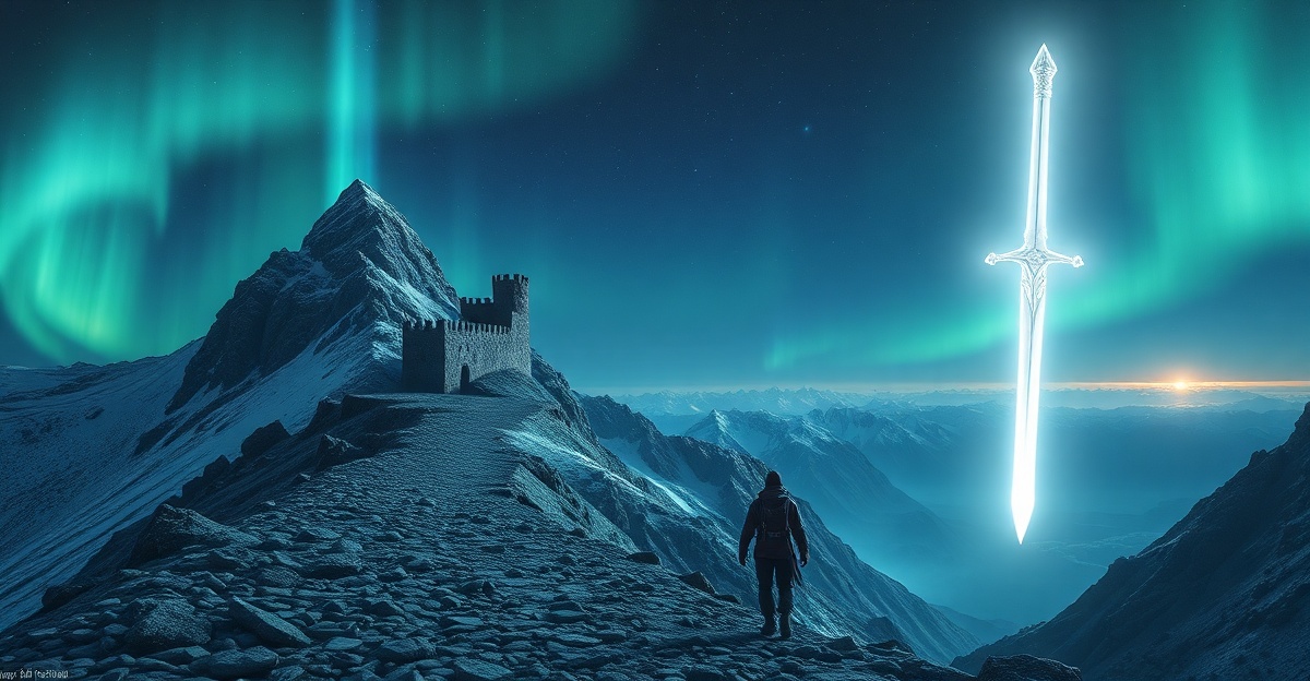 Montanha de luz e espada luminosa